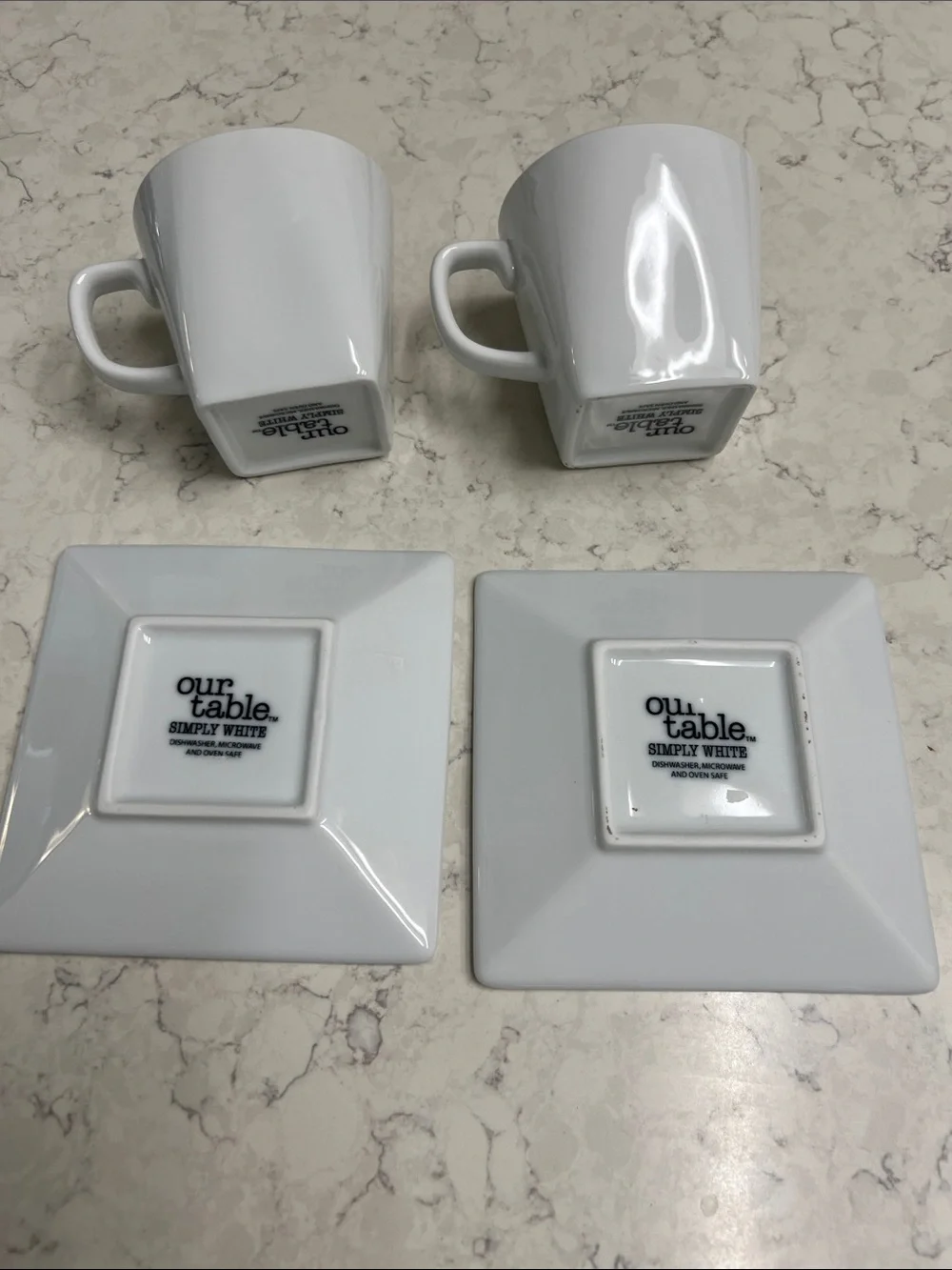 White Porcelain Square Cup & Saucer Set - 2 Pieces